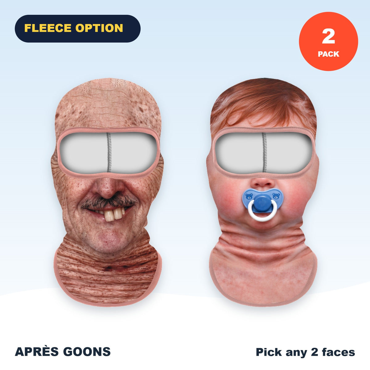 Wacky face balaclava 2-pack