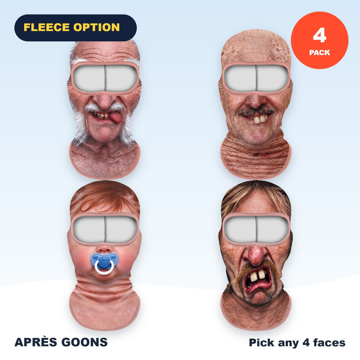 Wacky face balaclava 4-pack
