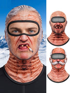 Old man face balaclava worn on the slopes
